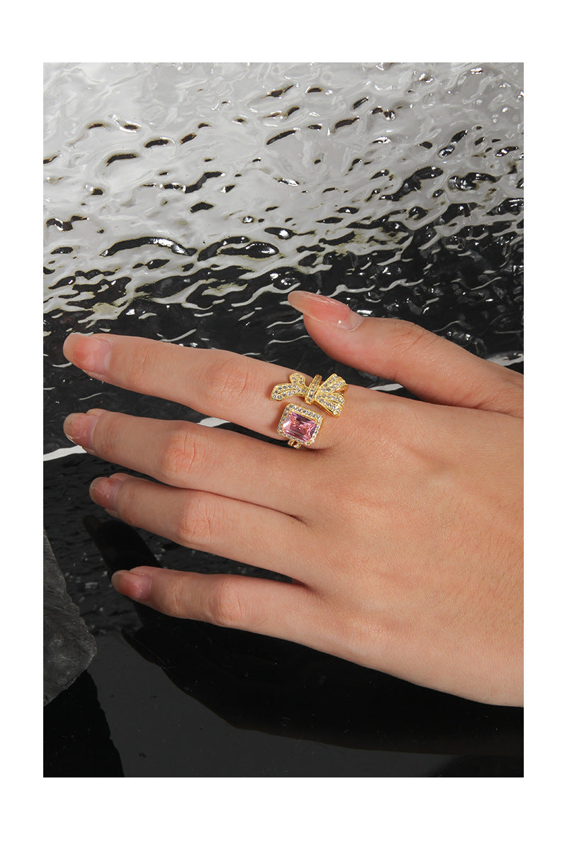 Bow stud ring-JZ388