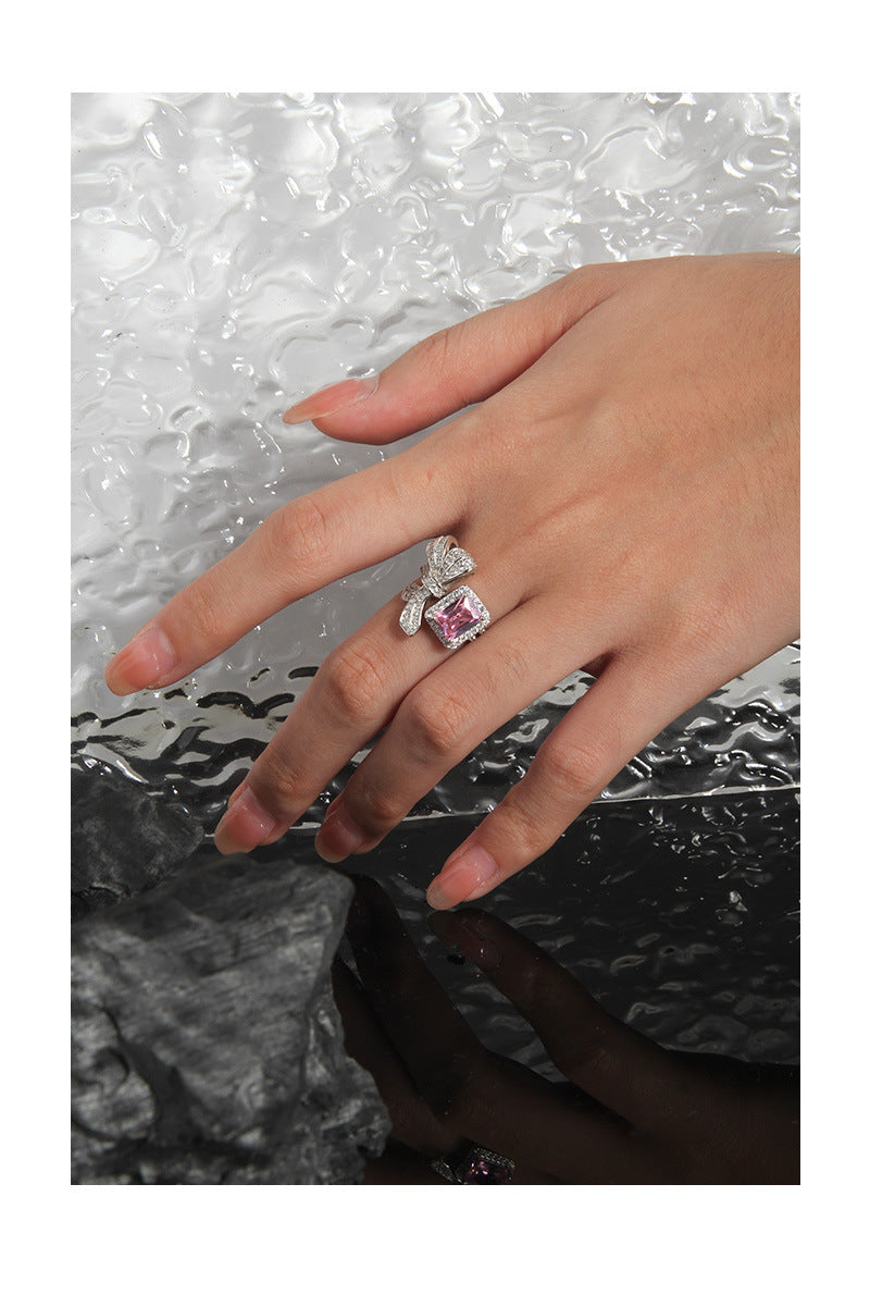 Bow stud ring-JZ388